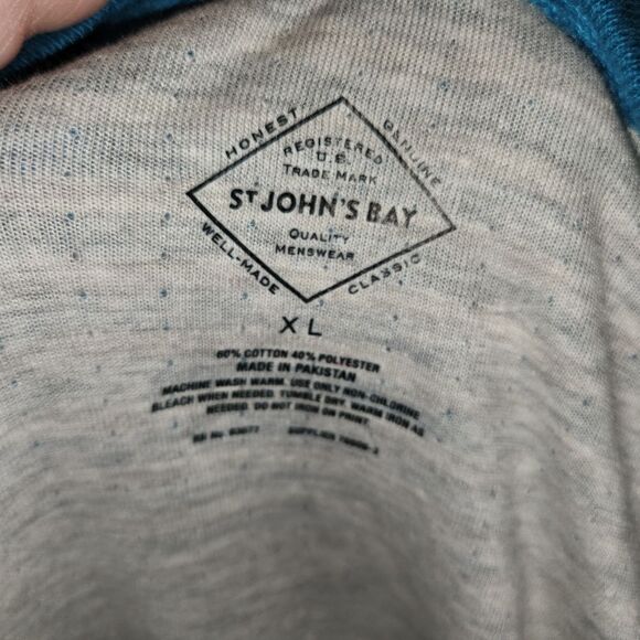 St. John's Bay Long Sleeve Shirt Teal and Grey - Picture 2 of 3